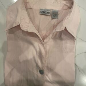 Chico's Light Pink Button Down Blouse 3/4 Sleeve Size 2
